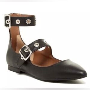 VGUC Steve Madden Iridessa flats, silvery-green, size 10